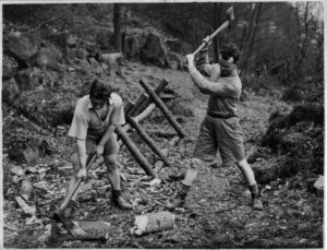 Two men. Two axes.